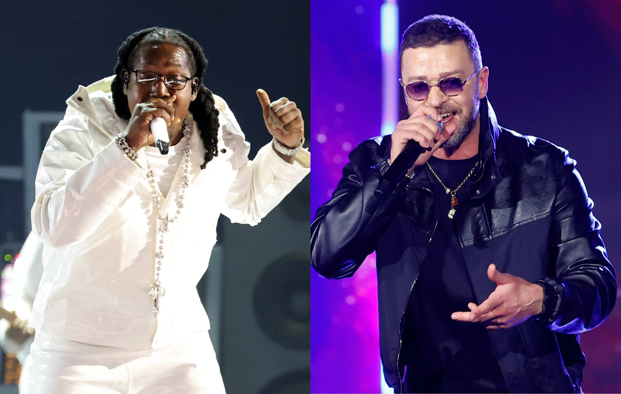 Don Toliver and Justin Timberlake perform together onstage in Miami