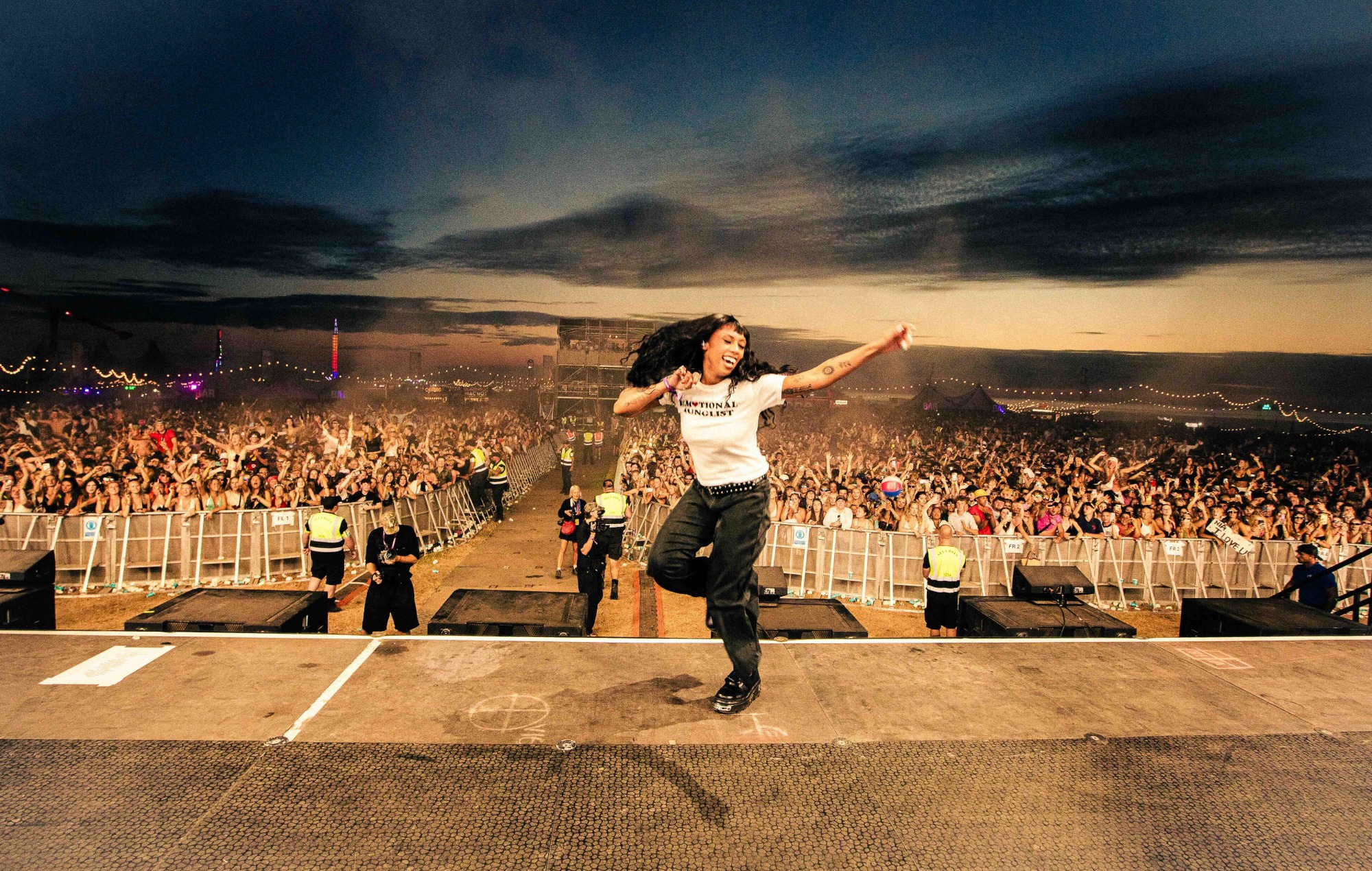 Nia Archives performing live on stage during a concert set