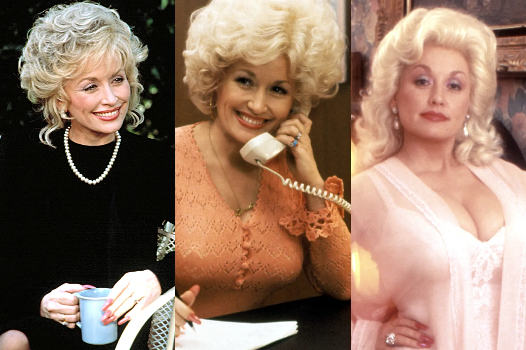 Dolly Parton smiling during a classic movie appearance