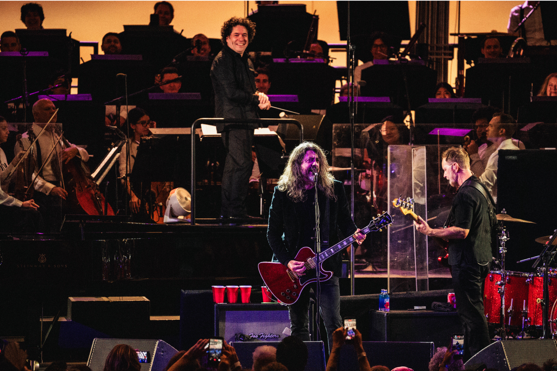 Foo Fighters performing on stage during a concert