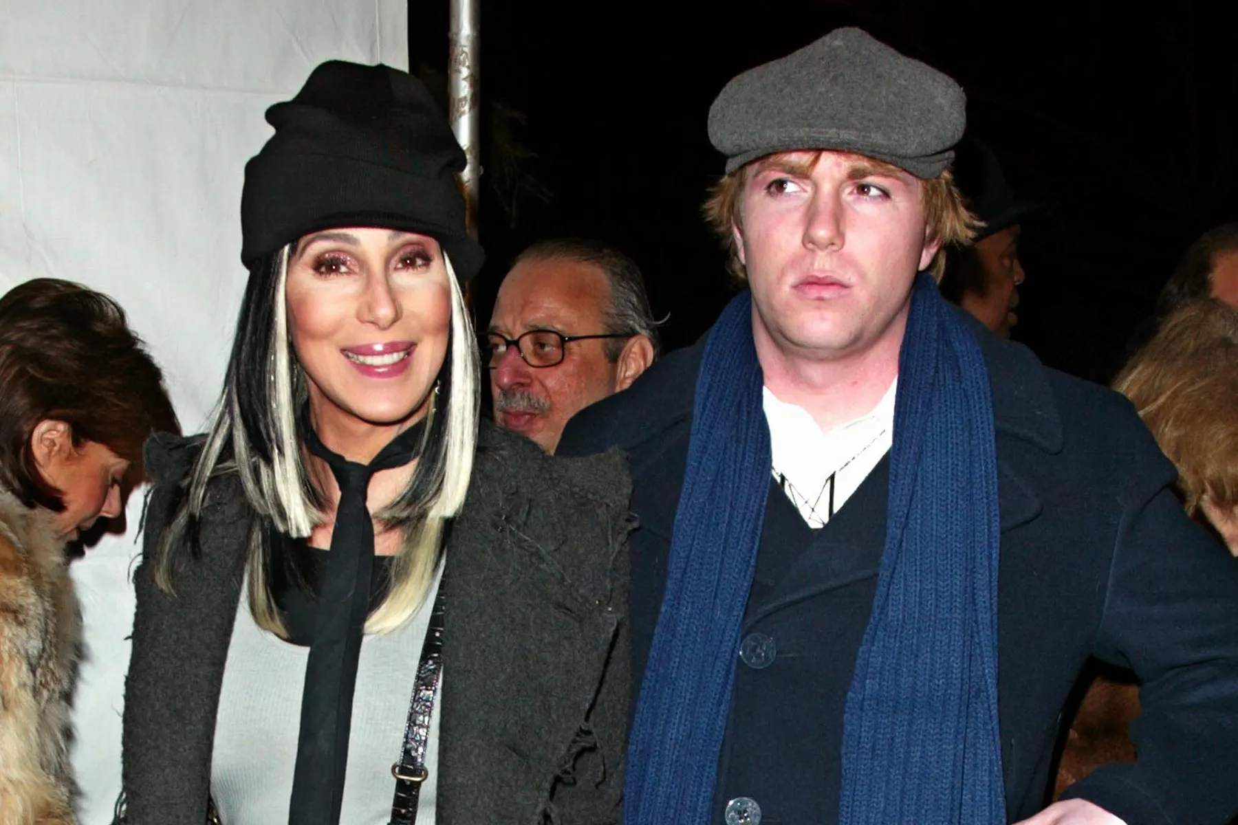 Cher attending a high-profile public event alongside her son Elijah Blue Allman.