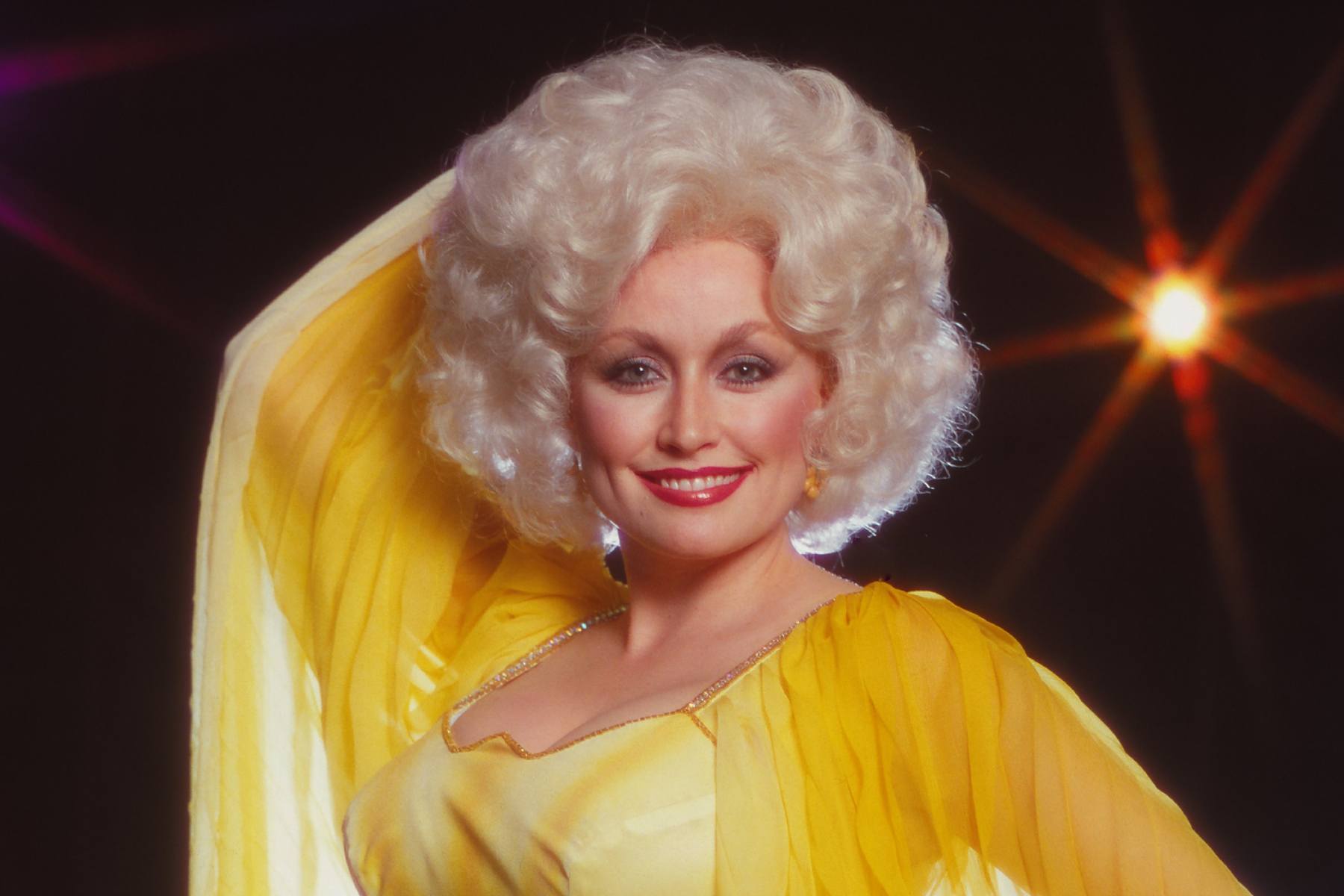 Country music star Dolly Parton smiling during an appearance