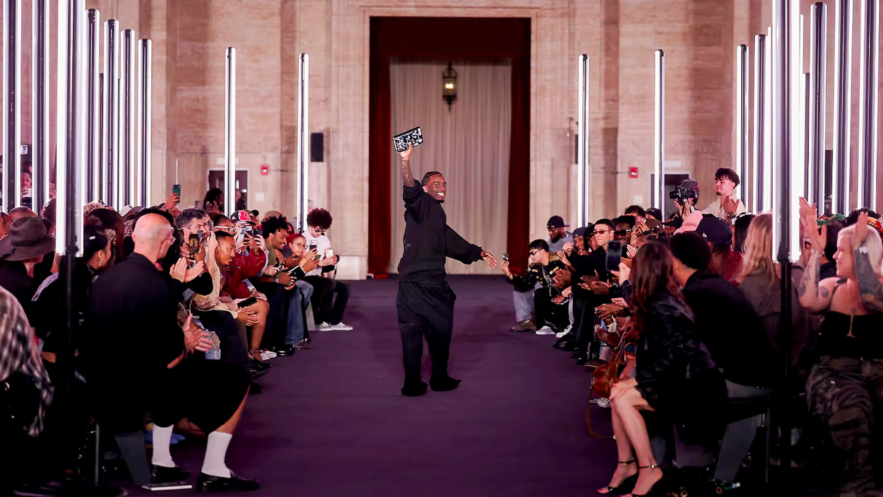 Kai Cenat presenting his Vivet runway collection at New York Fashion Week