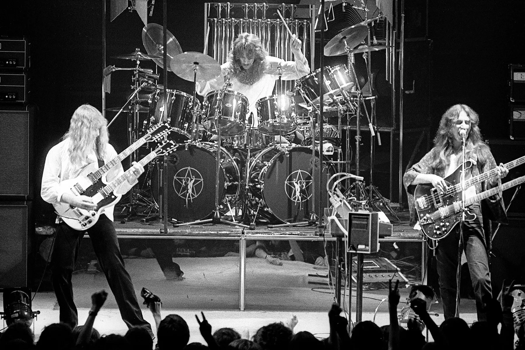 Neil Peart performing live on stage with Rush