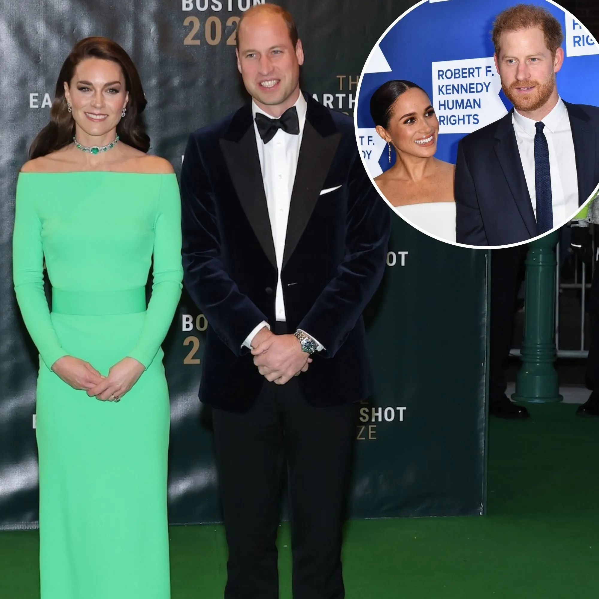 Prince William and Kate Middleton looking serious at an official royal event
