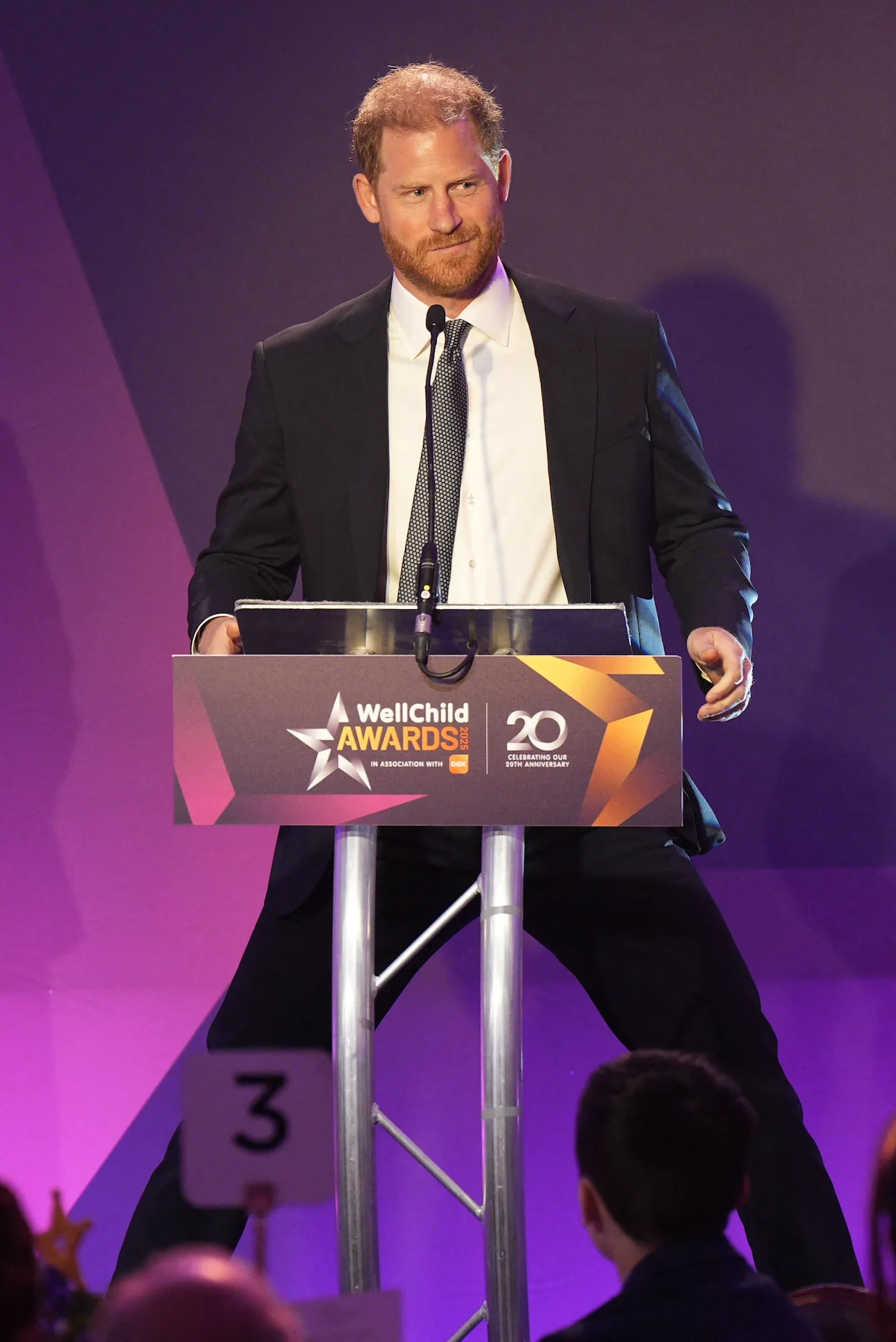 Prince Harry speaking at an event in London