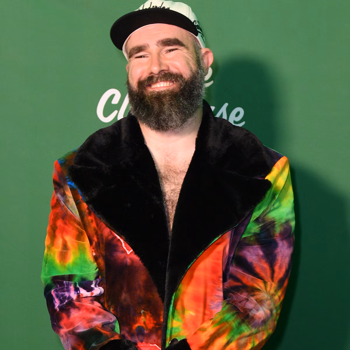 Jason Kelce speaking into a microphone
