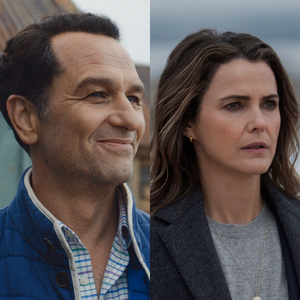 Matthew Rhys and Keri Russell posing together at a Hollywood premiere event