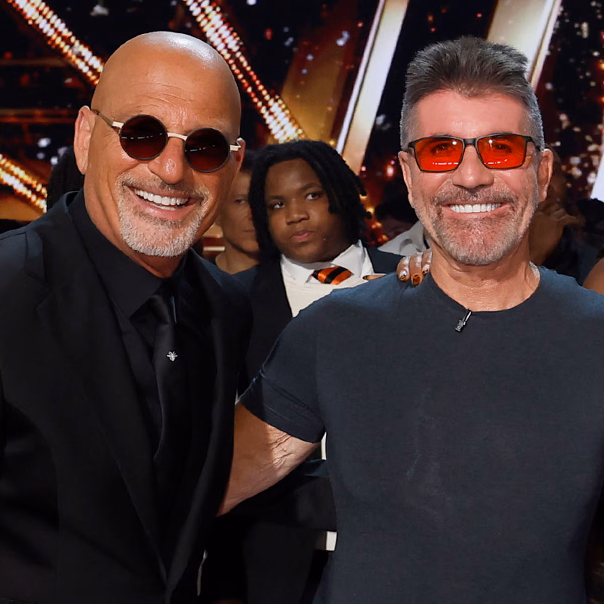 Howie Mandel and Simon Cowell on the set of America's Got Talent