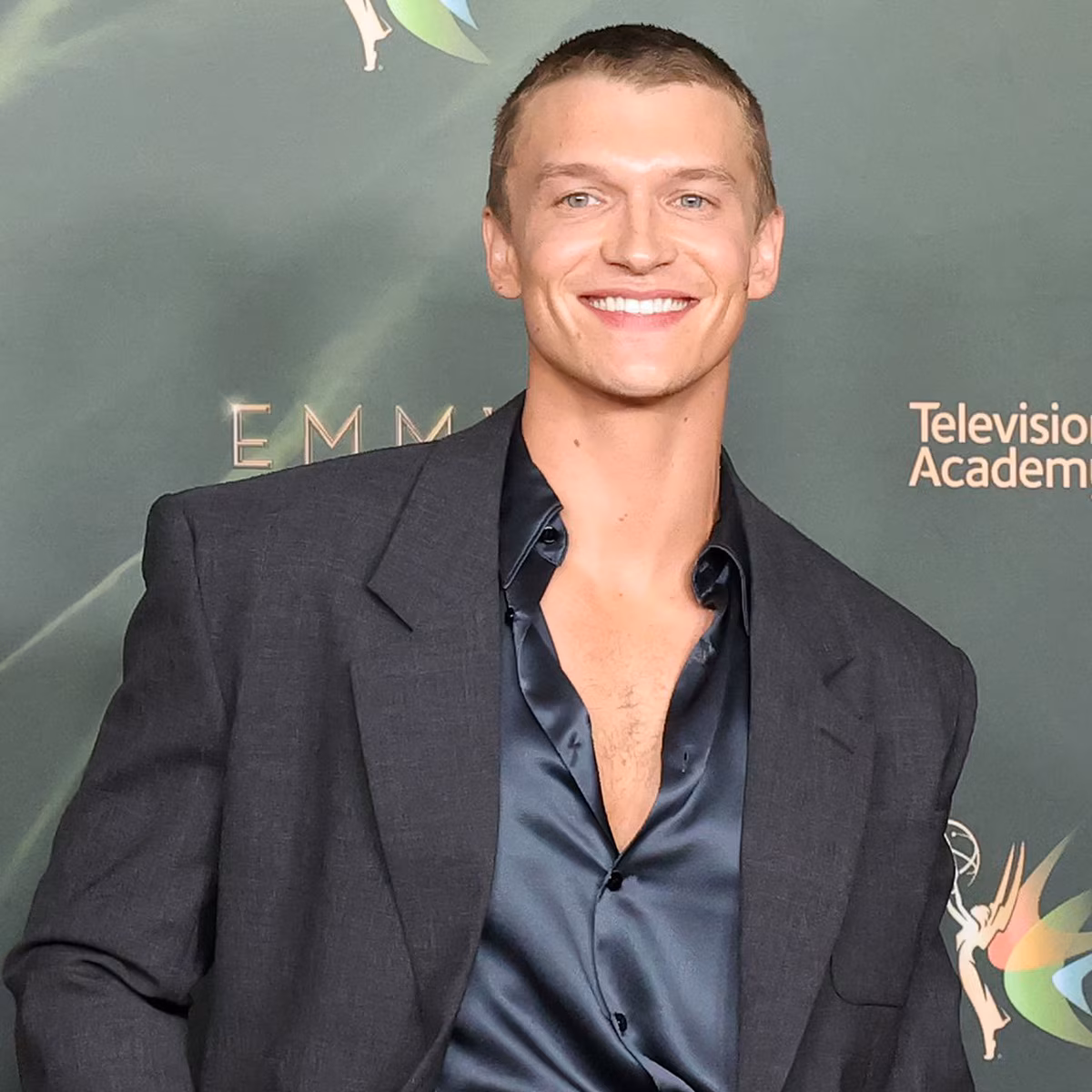 Connor Storrie arrives on the red carpet at the Emmy Awards at the Peacock Theater in Los Angeles.
