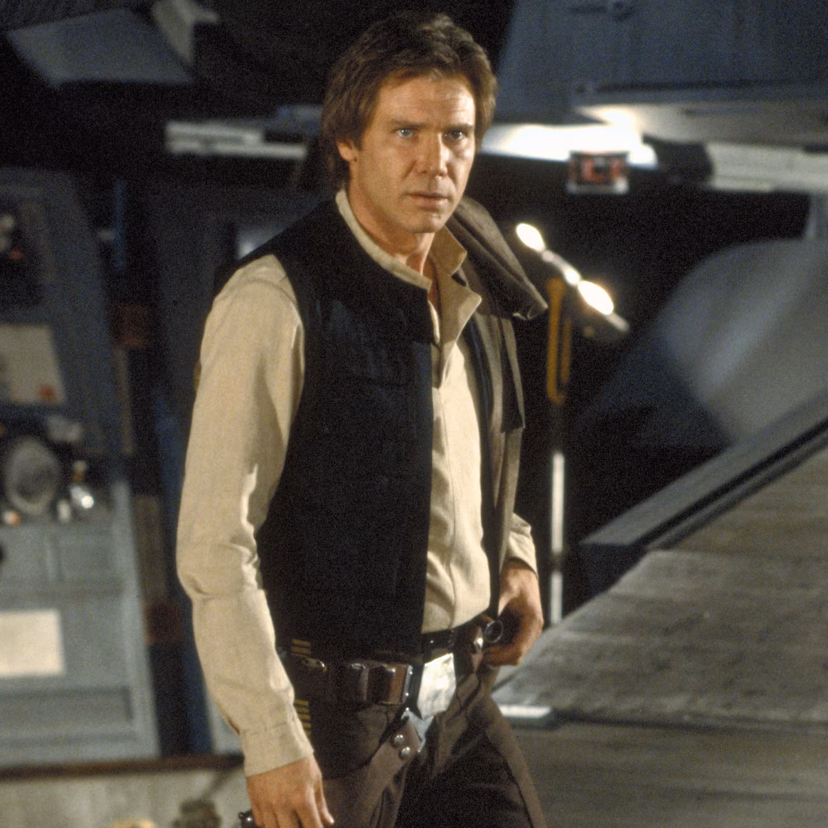 Harrison Ford looking thoughtful at a Hollywood red carpet event