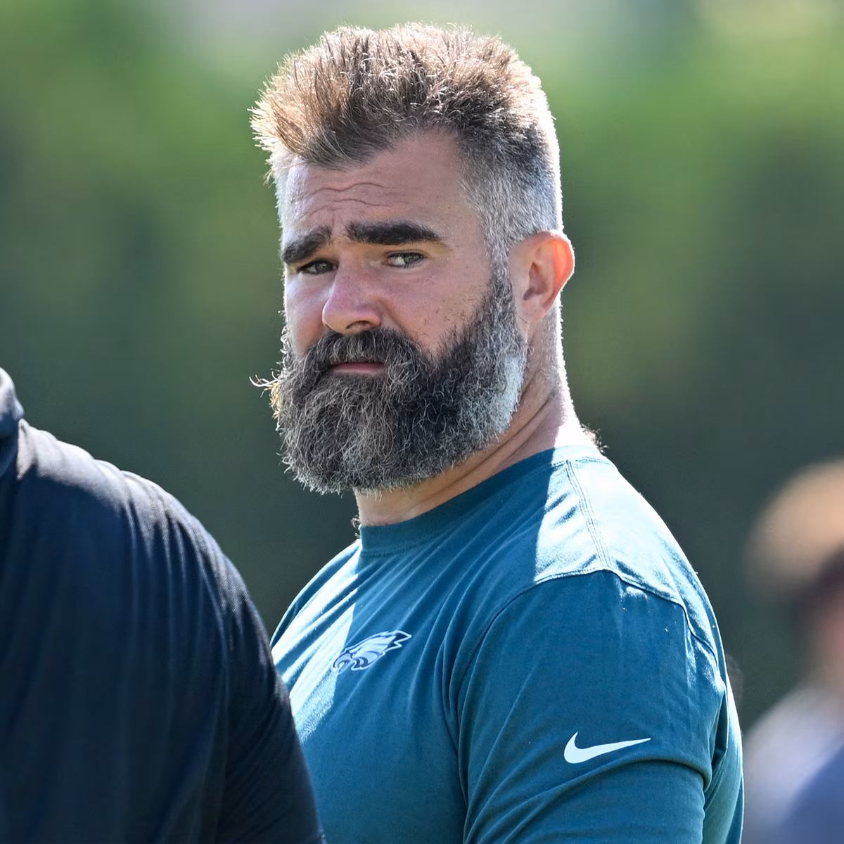 Jason Kelce smiling at a media event