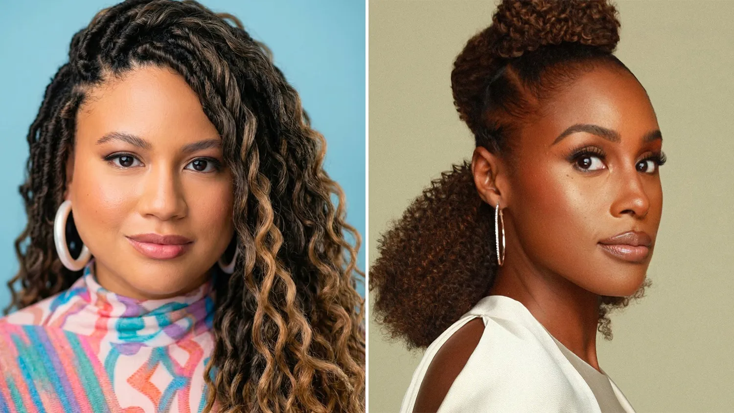 Tracy Oliver and Issa Rae smiling together at a Hollywood industry event