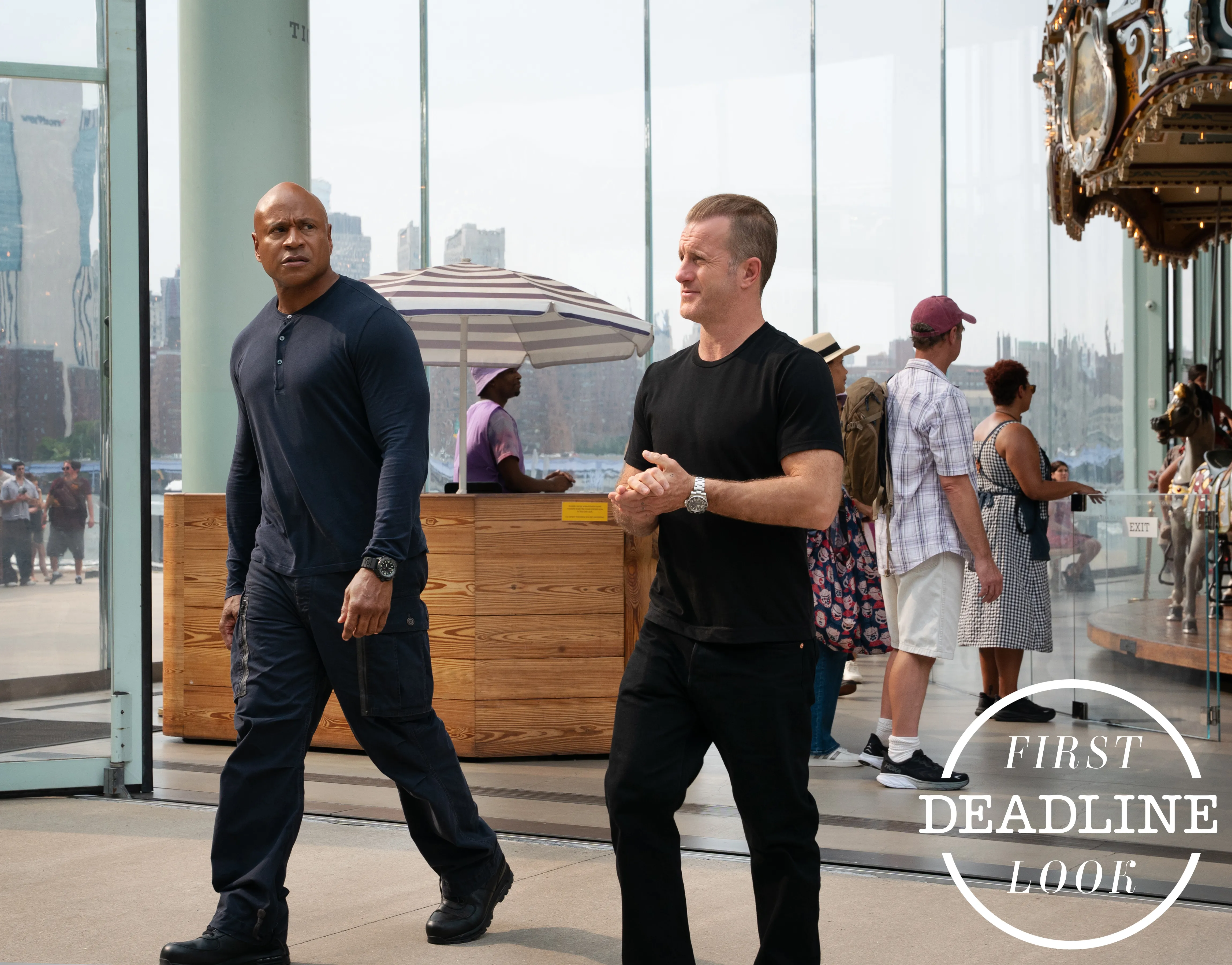LL Cool J on the set of NCIS New York