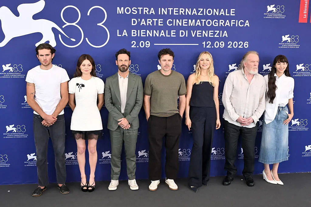 Casey Affleck and the cast of Company at the Venice Film Festival press conference