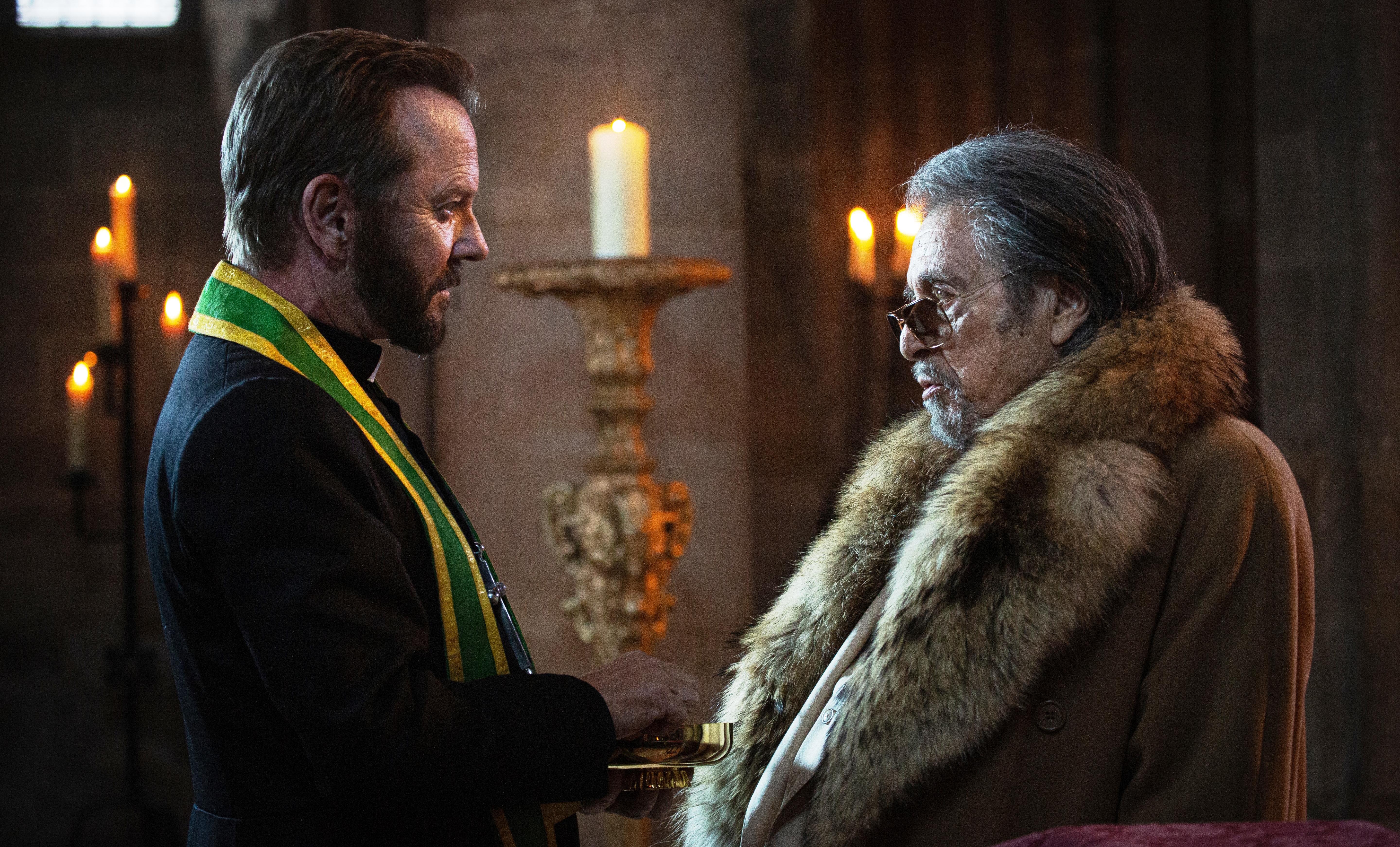 Kiefer Sutherland appearing in an action scene for the film Father Joe