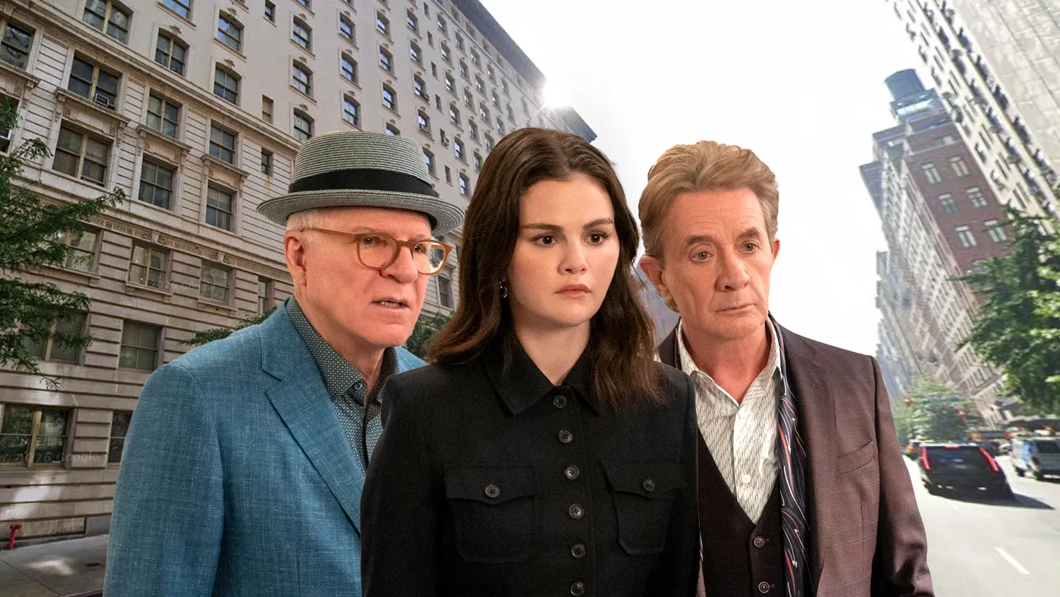 Selena Gomez, Steve Martin, and Martin Short in Only Murders In The Building