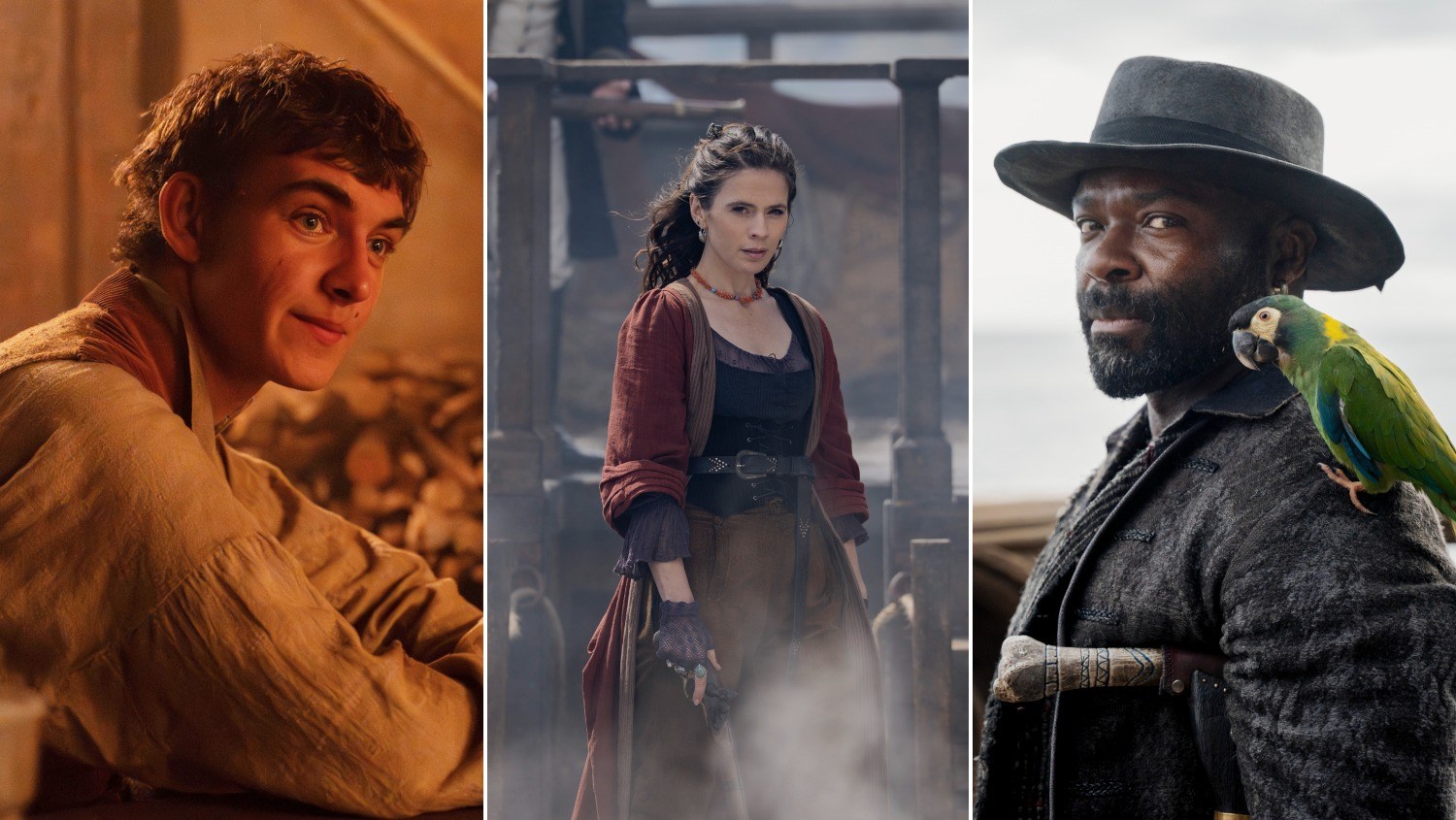 Hayley Atwell and David Oyelowo in period costume for the Treasure Island TV series
