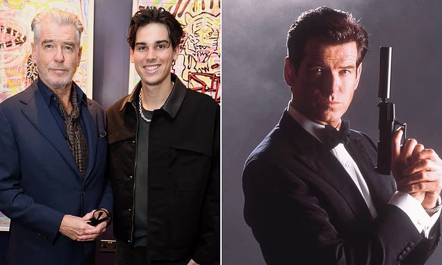 Pierce Brosnan and his son Paris posing together at an event