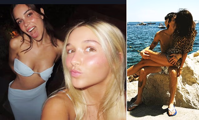 Jackie Apostel kissing Cruz Beckham during an Italian summer vacation with the Beckham family.