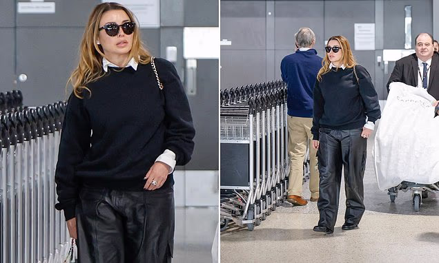 Dannii Minogue walking through Melbourne Airport looking casual and radiant after attending the Logie Awards