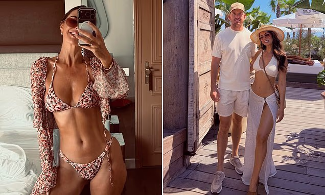 Jennifer Metcalfe posing in swimsuit on holiday in St Tropez