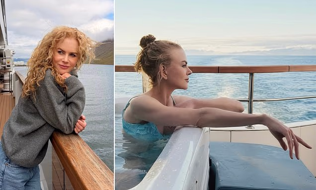 Nicole Kidman posing outdoors during a luxury vacation trip