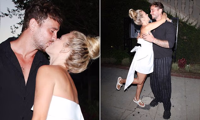 AnnaLynne McCord and Danny Cipriani kissing at a pre-wedding dinner in West Hollywood.