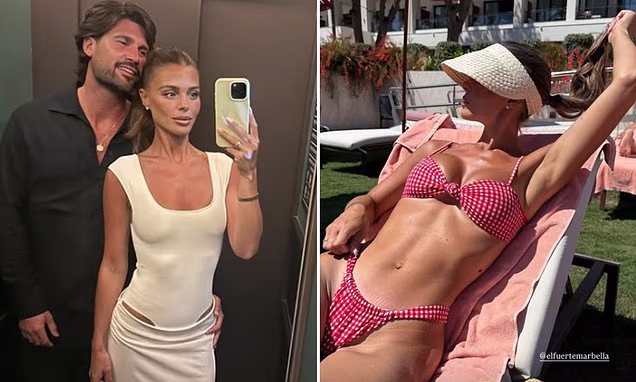 Chloe Lewis and Dan Edgar posing together on vacation in Marbella