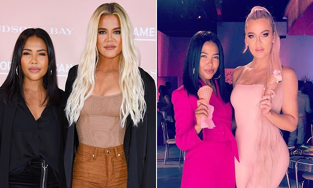 Khloe Kardashian posing stylishly on a red carpet event