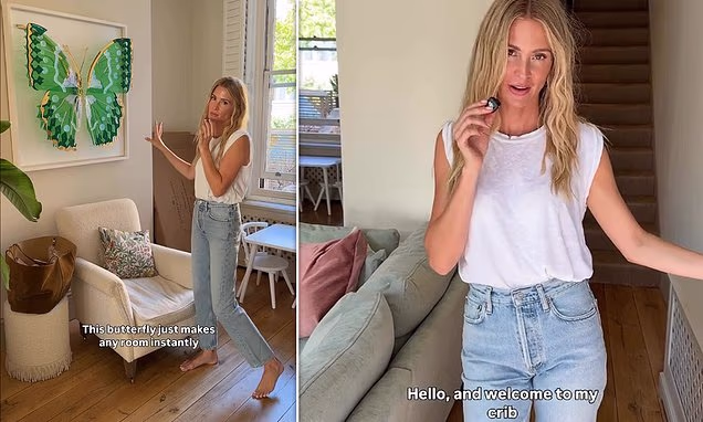 Millie Mackintosh posing inside her newly decorated London home