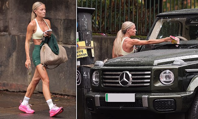 Molly Smith walking to her car after getting a parking ticket following her wedding to Tom Clare