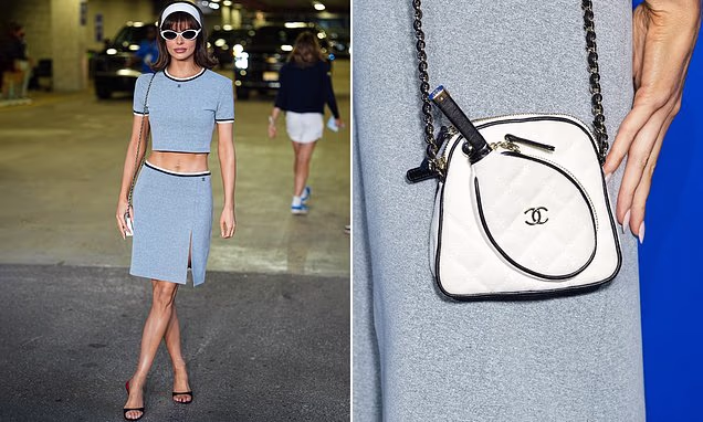 Maura Higgins carrying a designer Chanel tennis bag at the US Open in New York