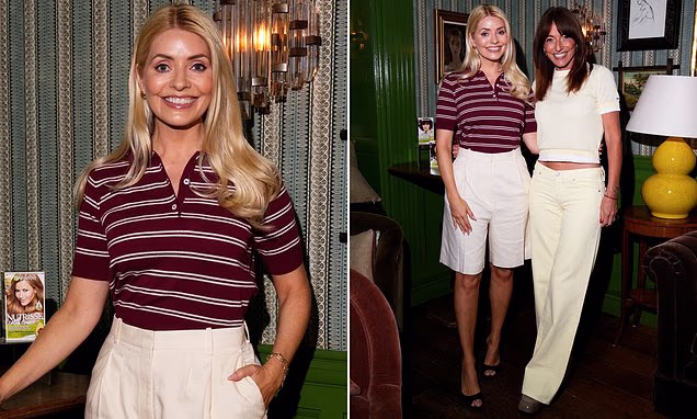 Holly Willoughby and Davina McCall pose together at a hair care event