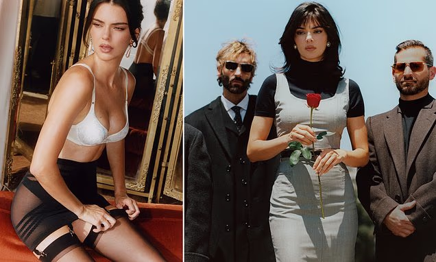 Kendall Jenner modeling retro lingerie for her short film La Passeggiata