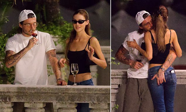 Brooklyn Beckham and Nicola Peltz sharing drinks together in Venice