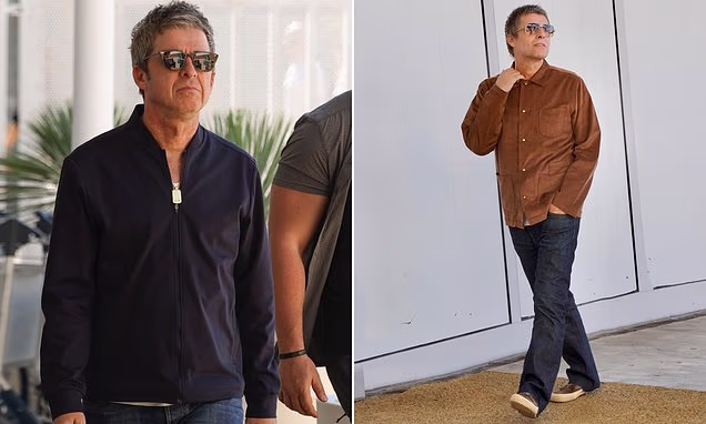 Liam and Noel Gallagher departing the Venice Film Festival