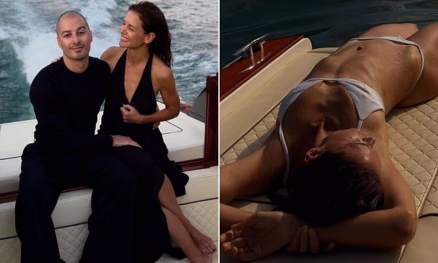 Katie Holmes enjoying a romantic boat ride in Lake Como