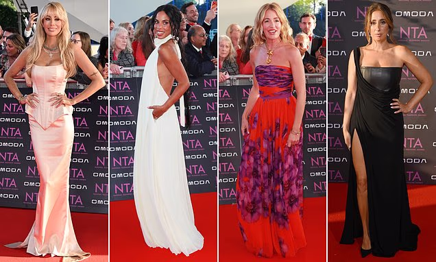 Olivia Attwood, Cat Deeley, and Rochelle Humes at the National Television Awards red carpet