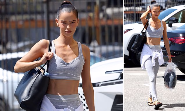 Maura Higgins wearing Alo Yoga gear while arriving at Dancing With The Stars rehearsals