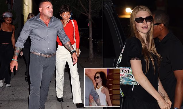 Zendaya showing off a new pixie haircut during a night out with Euphoria costars Hunter Schafer and Alexa Demie
