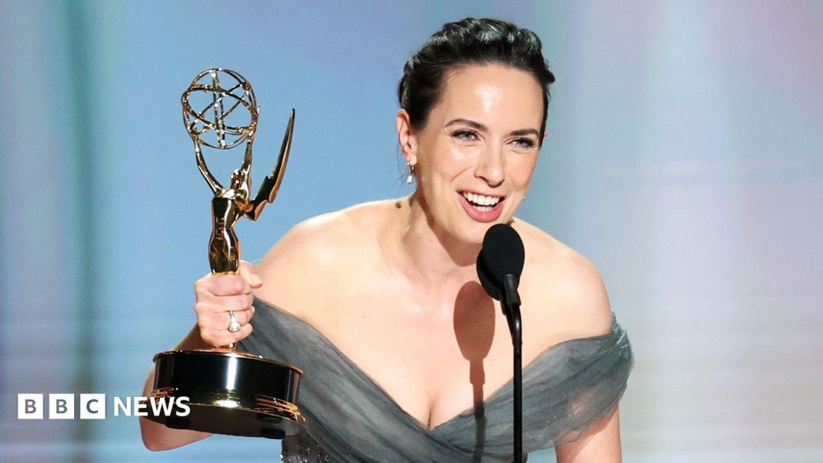 Kate O'Flynn accepts the Outstanding Supporting Actress in a Comedy Series Award for 'Widow's Bay' during the 78th annual Emmy Awards ceremony held at the Peacock Theater in Los Angeles, California, USA, 14 September 202