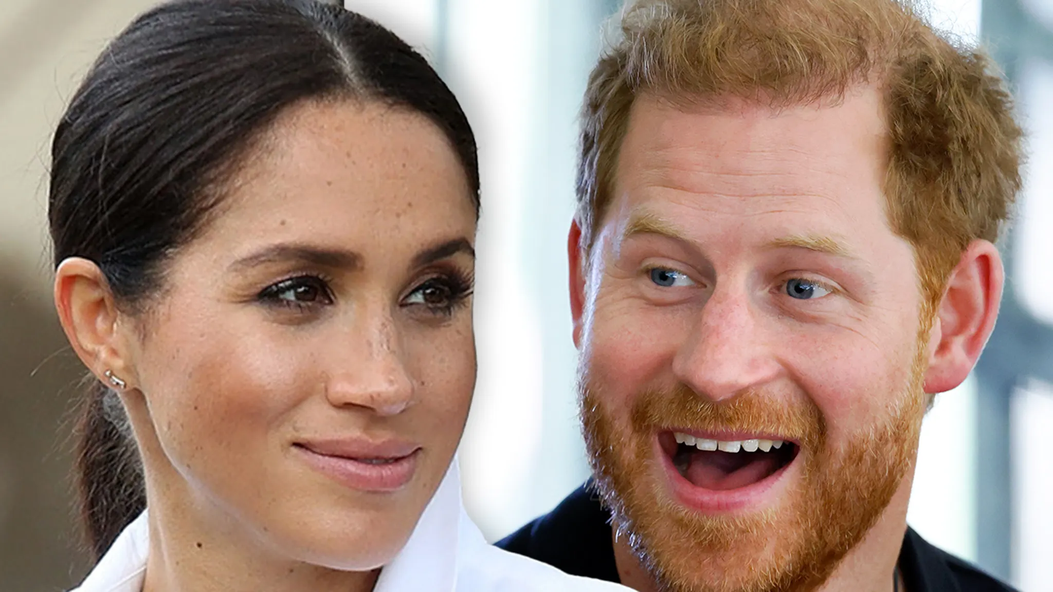 Prince Harry and Meghan Markle smiling together at a public appearance