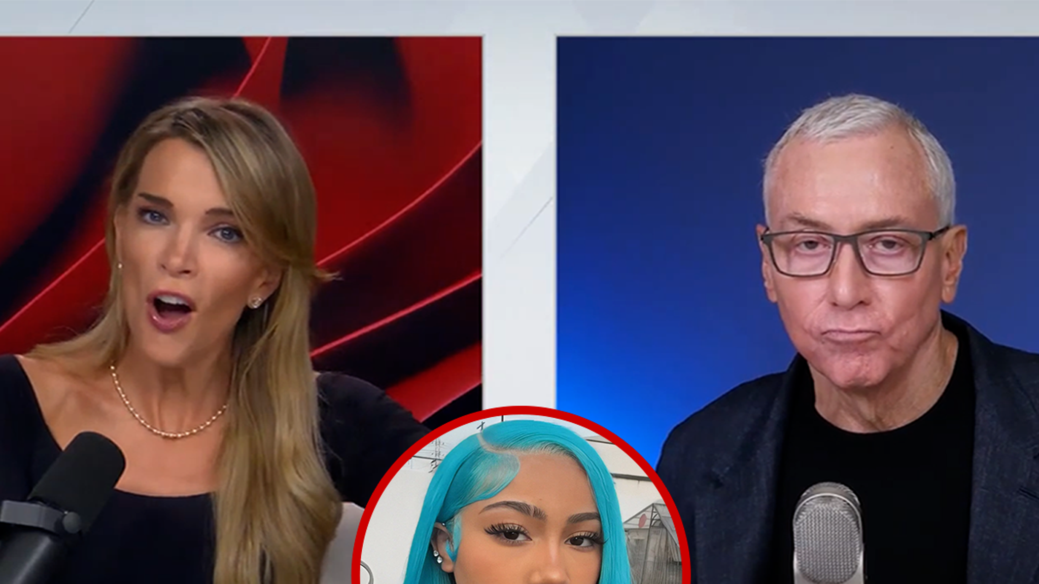 Megyn Kelly speaking during a podcast interview discussing Kim Kardashian and Kanye West