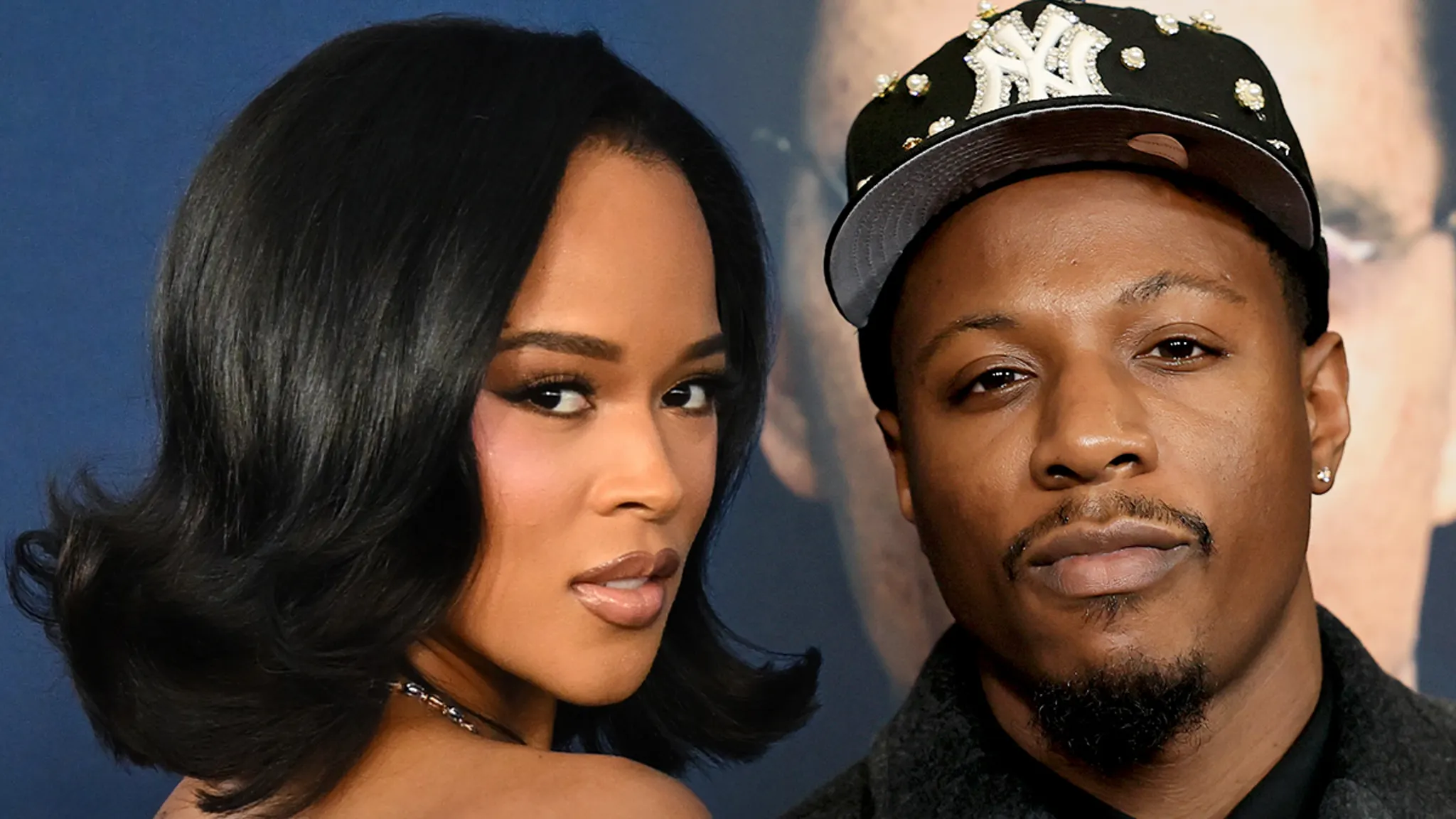 Serayah and Joey Bada$$ posing together at an entertainment event