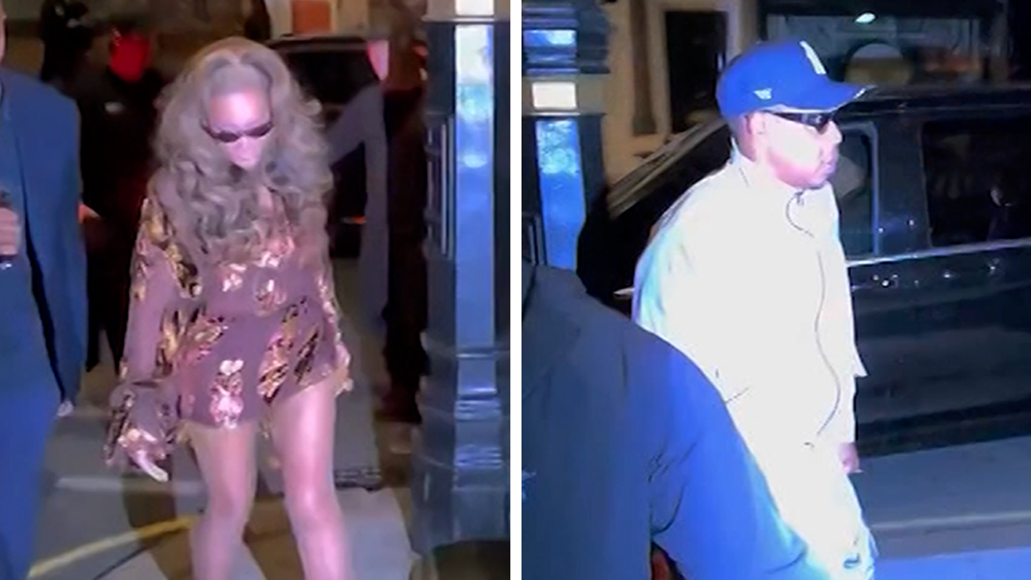 Beyoncé and Jay-Z arriving for a night out in London