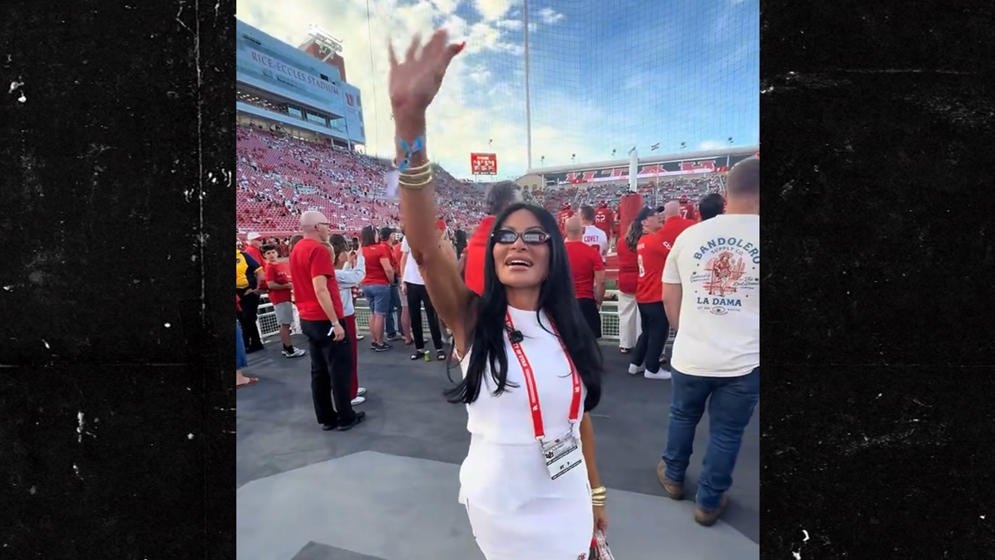 Jen Shah attending a Utah Utes college football game following her prison release