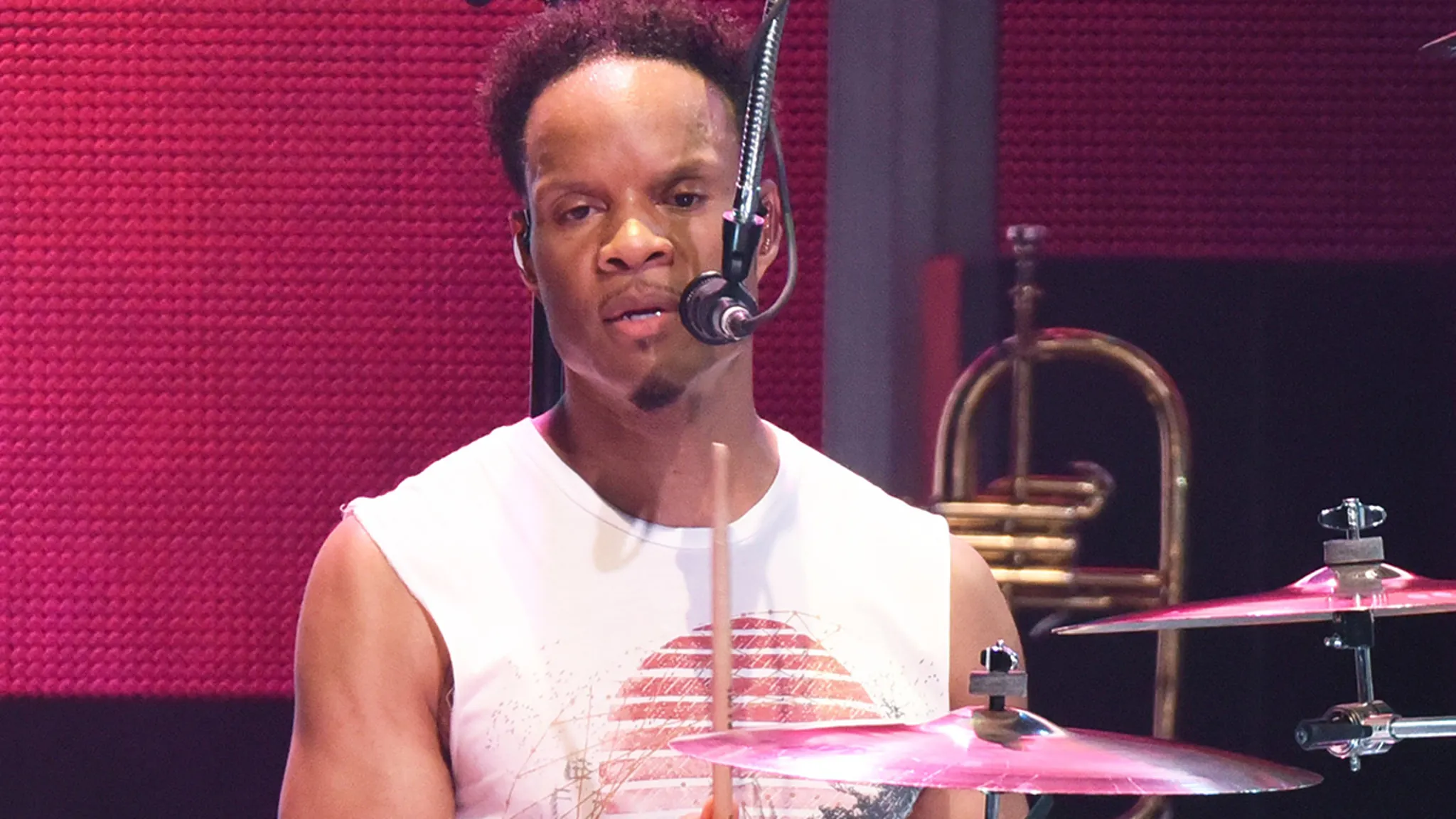 John Paris performing on drums with Earth Wind and Fire