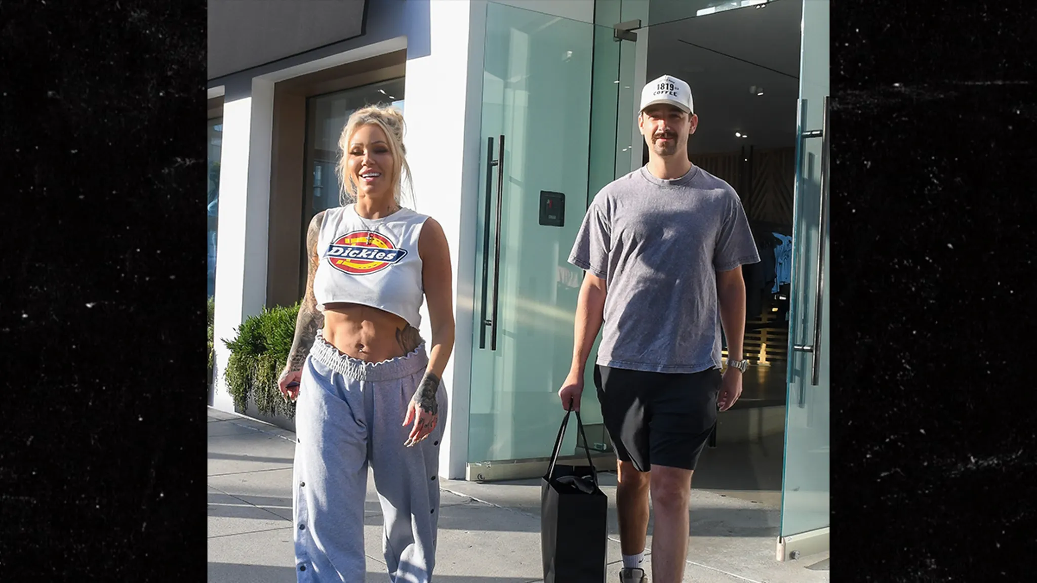 Bunnie XO wearing a crop top outside Alo Yoga in Beverly Hills