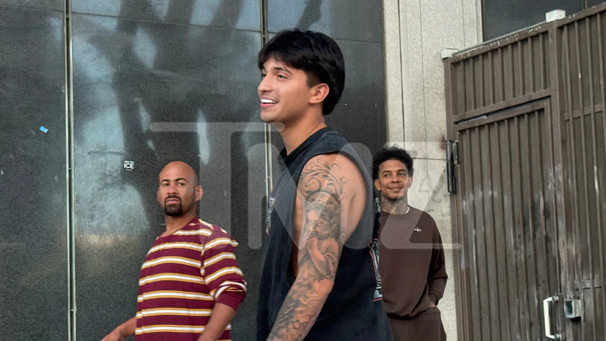 Social media influencer Santos Salazar leaving a Los Angeles jail facility after his release.